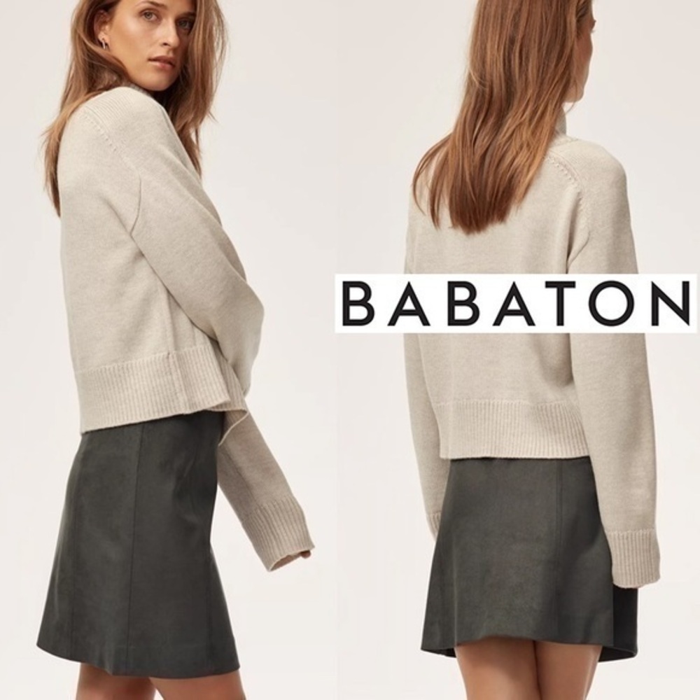 💥SALE💥 Babaton Vegan Suede Dark Gray Modern Mini Skirt S (4)